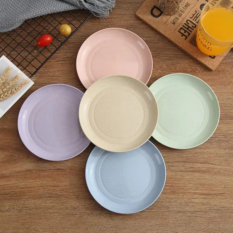 6pcs Plastic Dinner Plate Solid Color Durable Dipping Sauce Tray Household Snack Candy Fruit Platter Kitchen Accessories