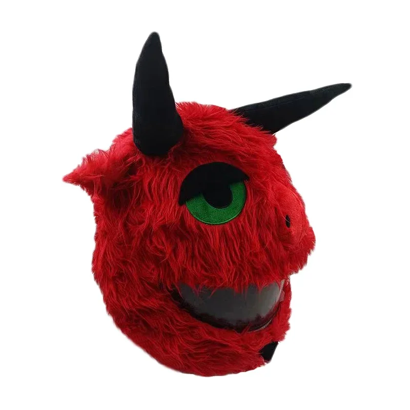 1 pz Red Satan moto casco copertura diavolo casco equitazione copertura protettiva Cartoon peluche casco Cap cuciture copricapo decor