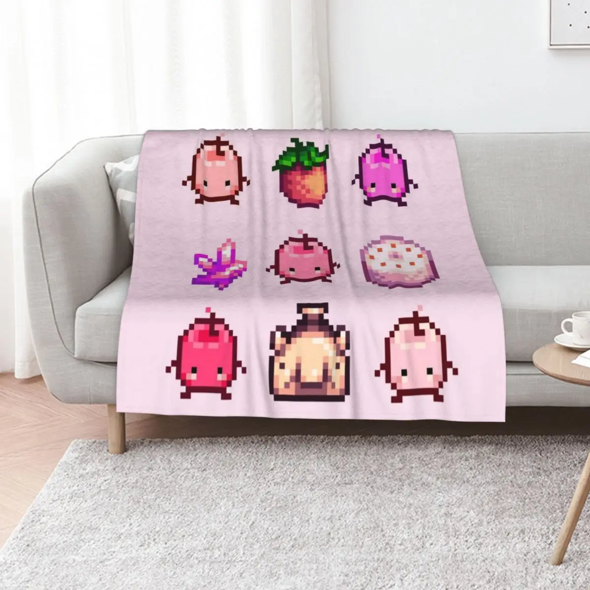 Stardew Valley Pink Junimo Set Throw Blanket Soft Warm Blanket Gift for Men Women Adults