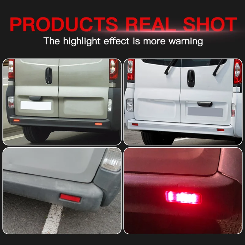 2×for Nissan Primastar/Renault Trafic Master/Opel Vauxhall Movano Vivaro LED Rear Bumper Brake Lamps Reflector Tail Fog Lights