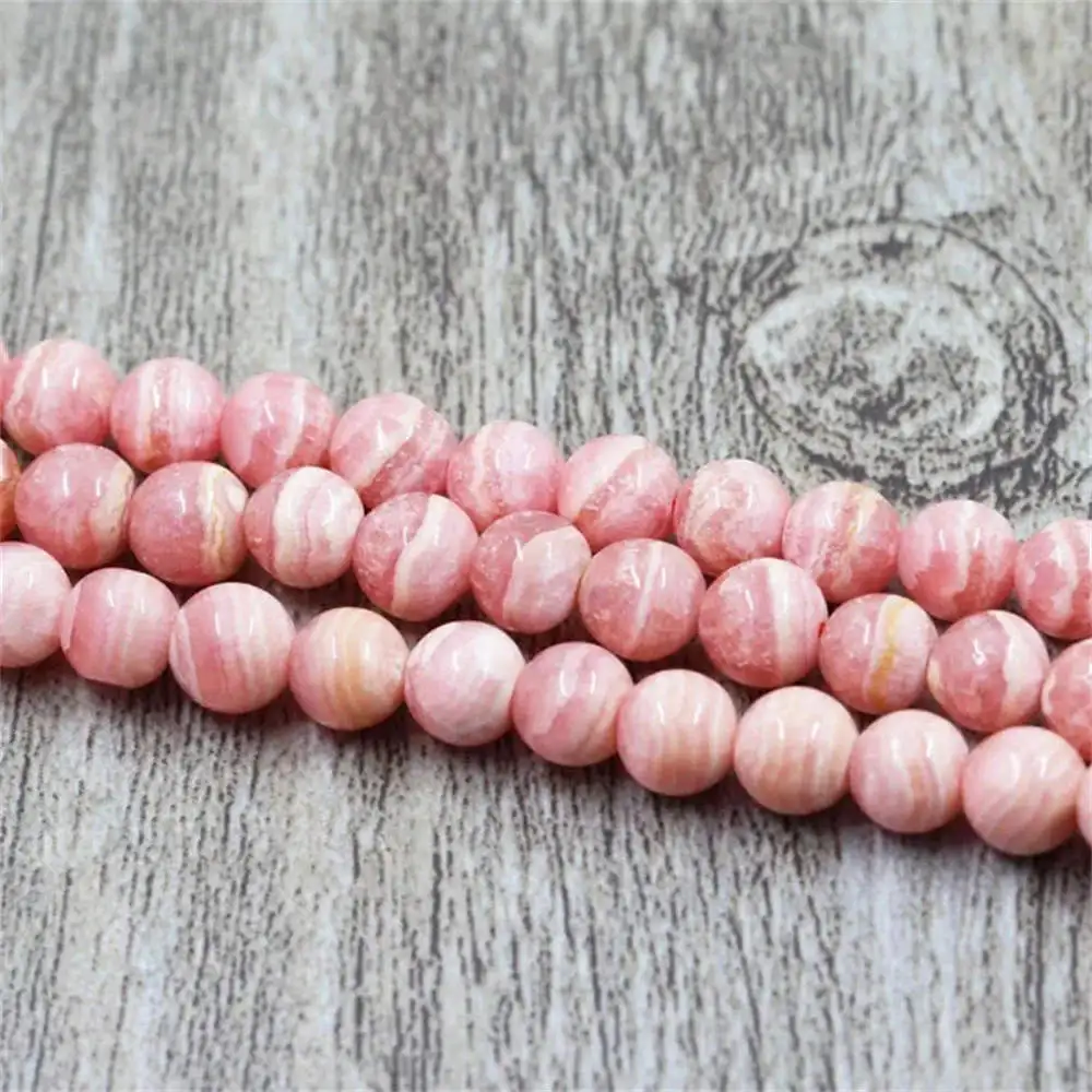 Noble Natural Rhodochrosite beads 3/4/5/6/7 MM Round Argentina Smooth Rhodonite Stone Rose Pink Dialogite Charm Bead DIY Jewelry