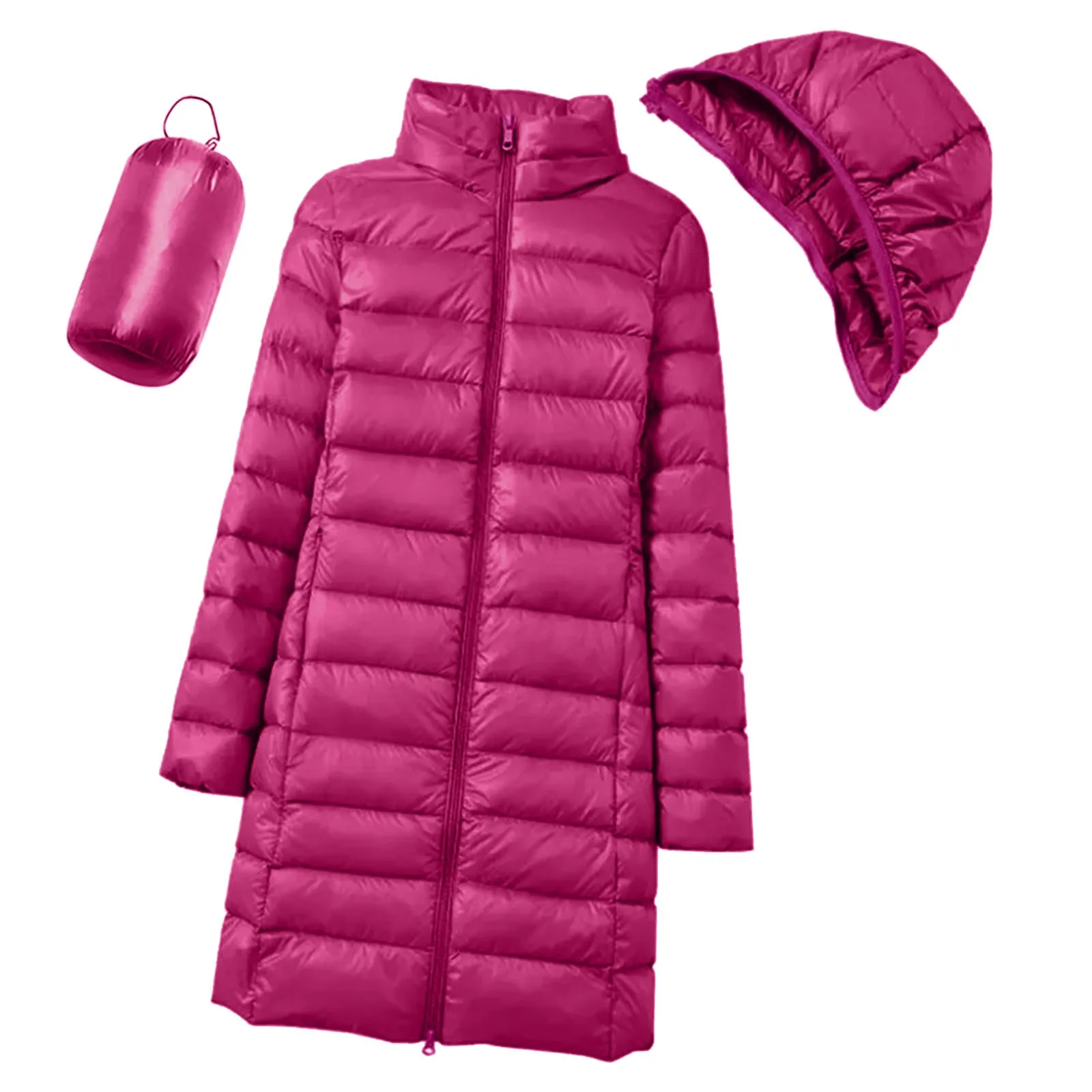 Parka à capuche mince pour femme, vestes en duvet à la mode, manteau long, doudoune légère et fine, mode coréenne, hiver 2023