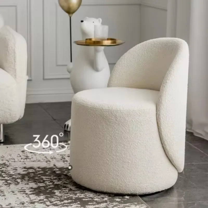 Nordic New Modern Makeup Stool Rotating Dressing Chair Bedroom Light Luxury Back Stool Home Living Room Small Apartment Chair