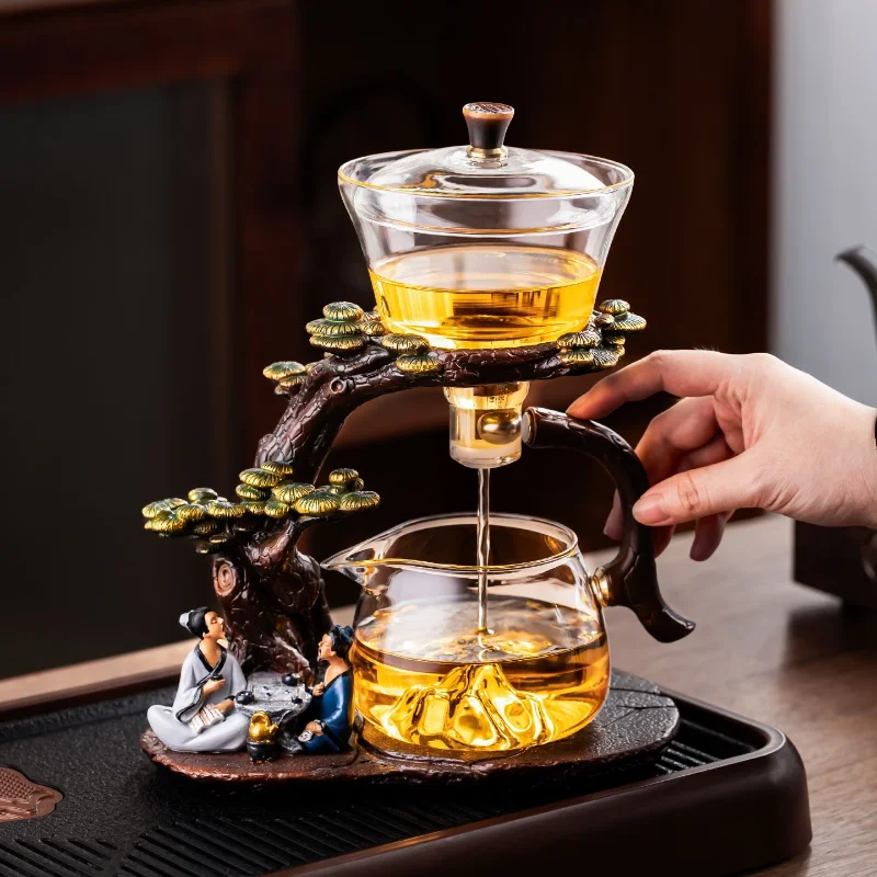 Glass Tea Set Tea Sage Design Magnetic Self Brewing Teapot Gift Box