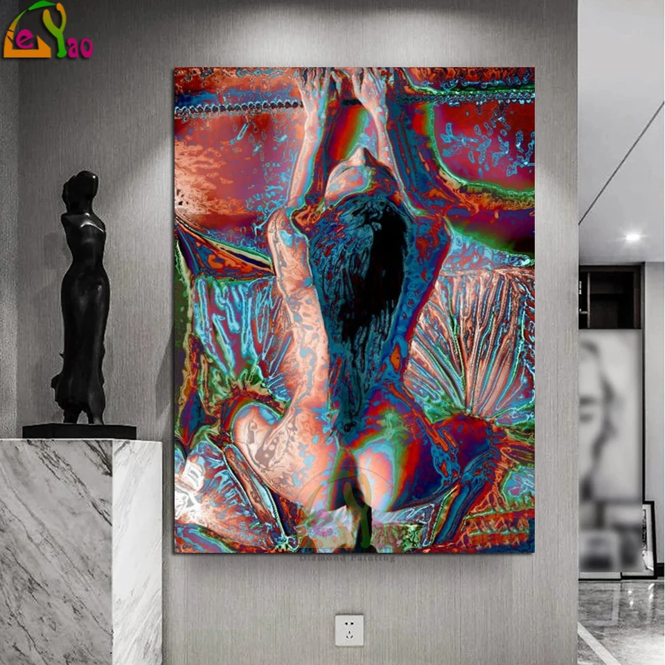 

Round Diamond Inlaid Diamond Painting Abstract Sexy Couple Cross Stitch 5d Diy Diamond Embroidery Mosaic Rhinestone Home Decor