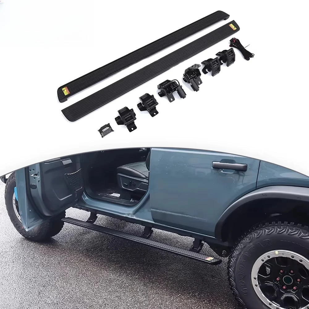 

2022-2025 Bronco 4-Door Electric Side Steps Stainless Steel and ABS Material with Plastic Protection Function