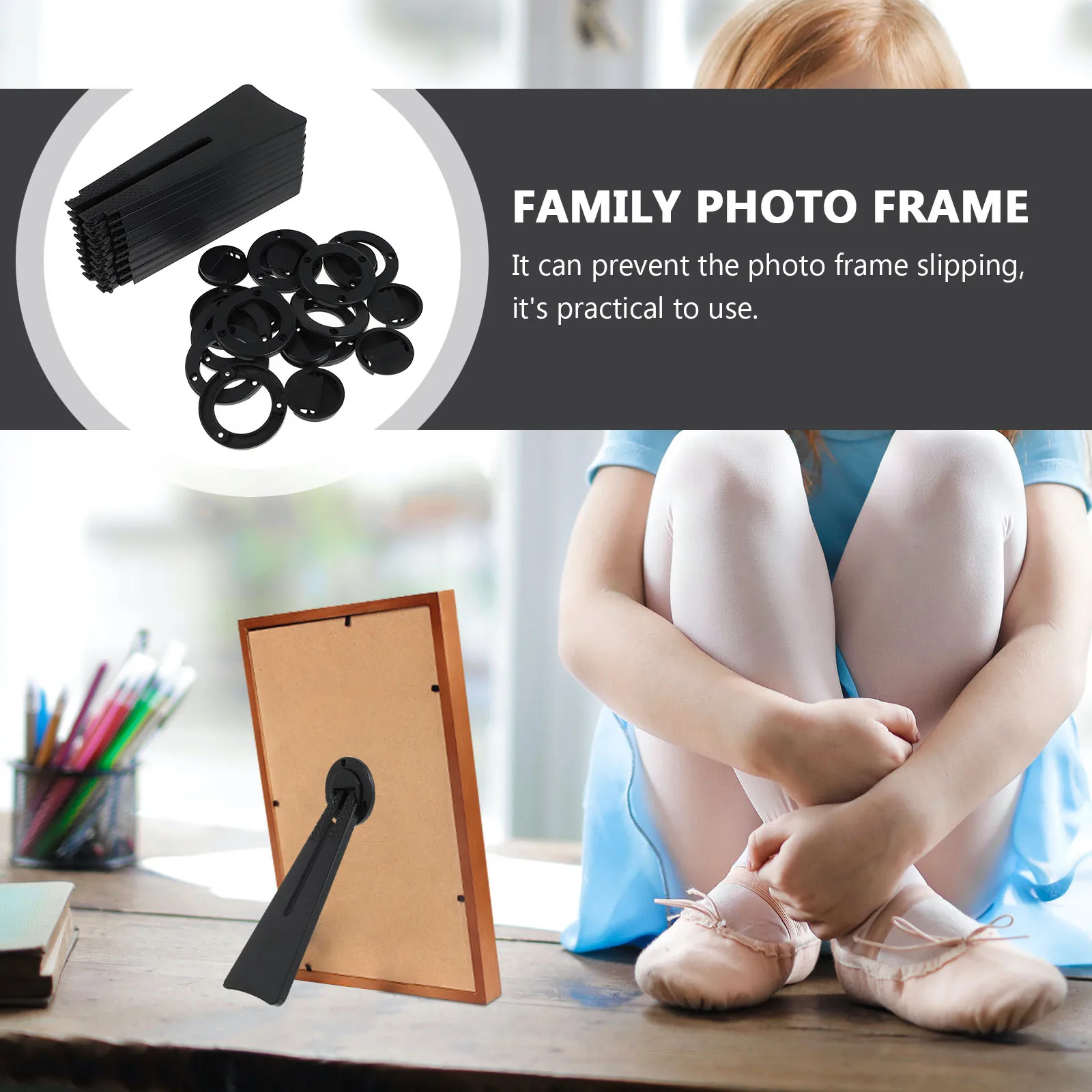 

20pcs Photo Frame Stand Support Brackets Plastic Home Office Holders Prevent Slipping Tabletop Frame Rack