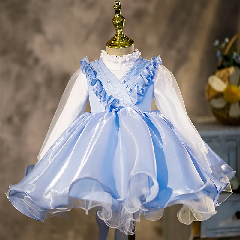 Robe de soirée princesse pour enfants, à la mode, grand nœud, design à volants, mariage, anniversaire, baptême, Pâques, fête de l'Aïd, robes pour filles