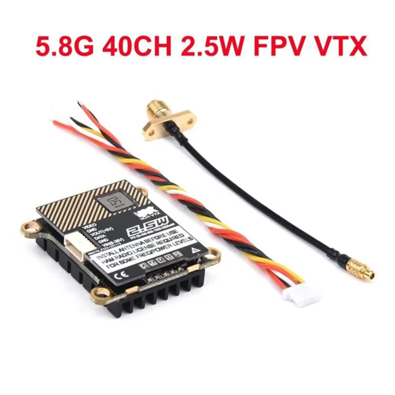 ABSY 5.8G 2.5W FPV VTX 40CH 2500MW For RC Fixed Wing FPV Long Rang Racing Drone Durable Durable Easy To Use