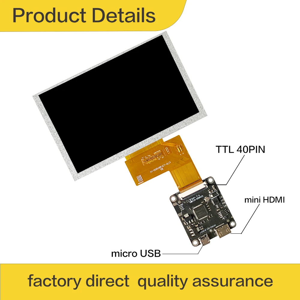 LESOWN 5 inch 800x480 LCD Screen mini Display 40 PIN HDMI USB Powered Small Panel HD IPS Module with Driver Board for Windows PC