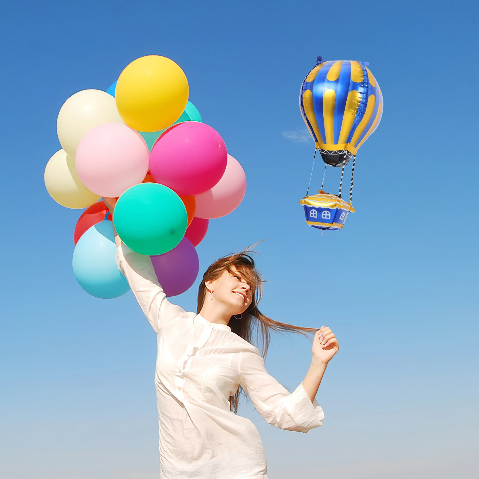 

10 Pcs Hot Air Balloon Decoration Aluminum Film Balloons Birthday Party Supplies Travel Theme Decor Festive Event