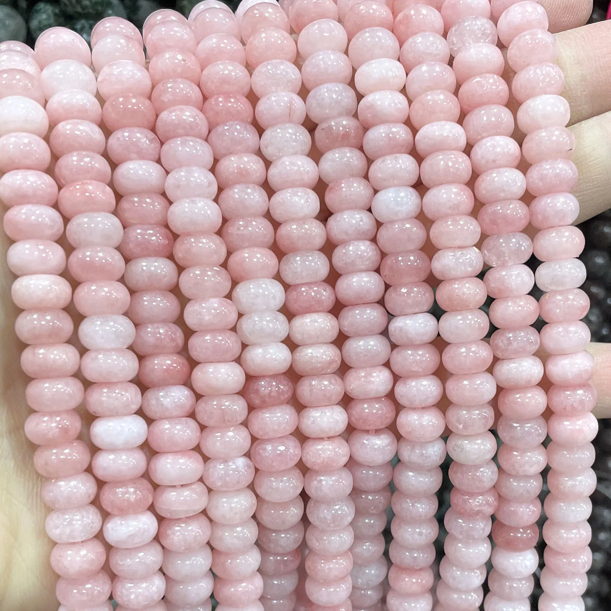 5*8MM Natural Stone Light Pink Chalcedony Rondelle Spacer Beads For Jewelry Making DIY Bracelet Necklace Accessories