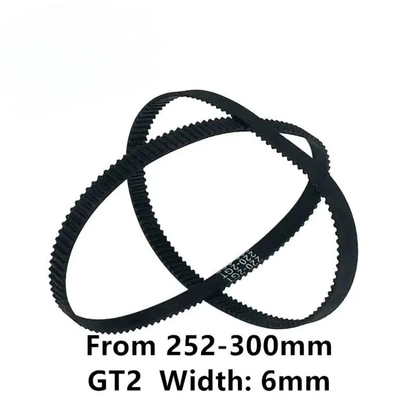 Veekaft 1PCS 3D Printer Parts GT2 6mm Closed Loop Rubber Timing Belt From 252mm To 300mm 2GT Width 6mm 1pcs