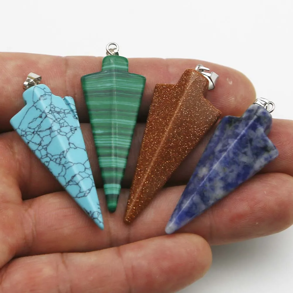 Quality Natural Stone Crystal Agate Arrow Necklace Pendant Fashion Reiki Charms Jewelry Earrings Accessories Gift Wholesale 8Pcs