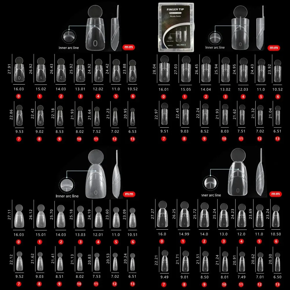 Obrázek 7: 140PCS matná povrch francouzský hřebík dvojí forem 14 velikostech rychlý prodloužení plný zakrýt dvojí hřebík molds znovu použitelný s vnitřní francouzský linky