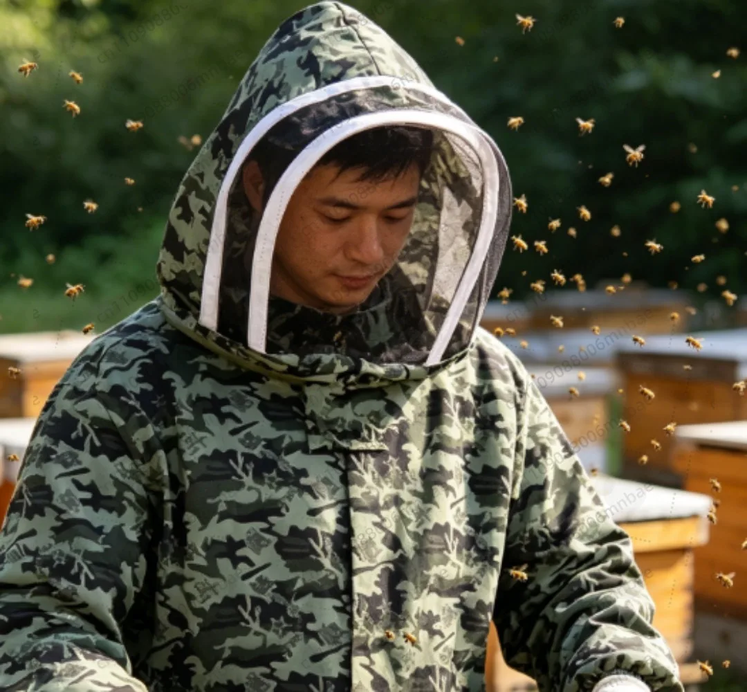 1 set  Beekeeping Suit Foldable Beekeeping Protective Veil Jacket Double Zippered Bee Beekeeper Suit with Hat Equipment