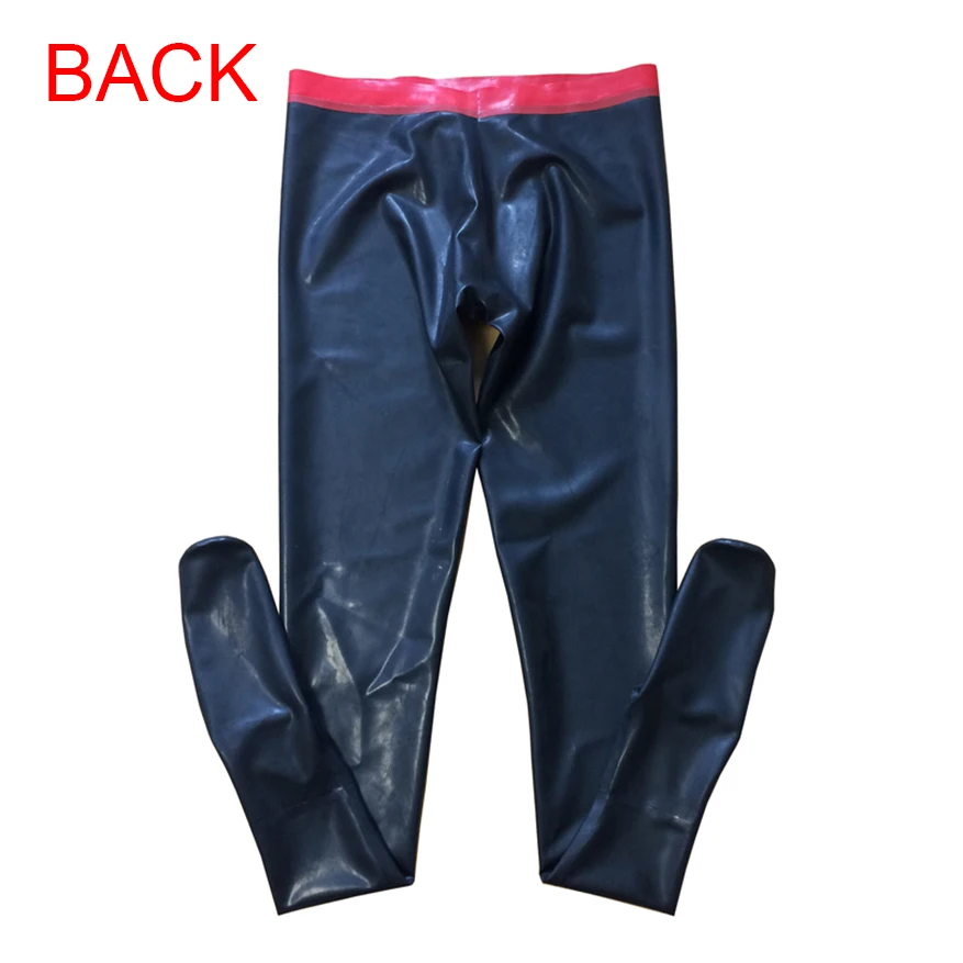 Sexy Latex Men Pants Rubber Leggings with Socks and Crotch Piece Cover XXXL Handmade S-LTM001