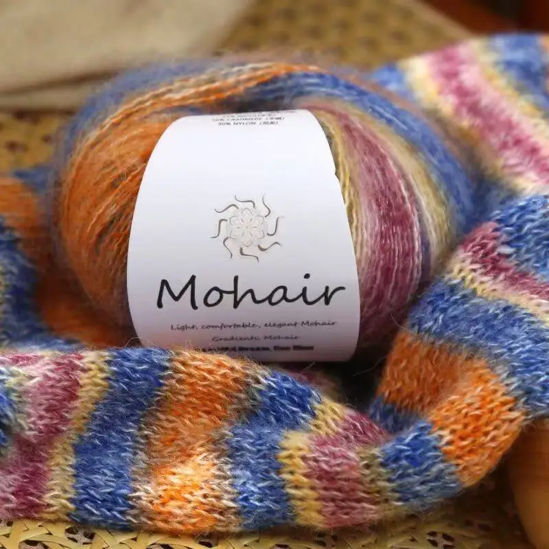 4-Pack Luxury Gradient Yarn Assorted Colors - 33% Mohair 27% Soft Merino Wool 10% Cashmere 30% Nylon for DIY Knitting Scarves Ha