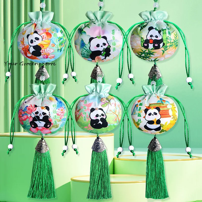 Sachet Empty Bag Chinese Style Jewelry Storage Bag Panda Pattern Embroidery Sachet Lucky Tassel Drawstring Bag