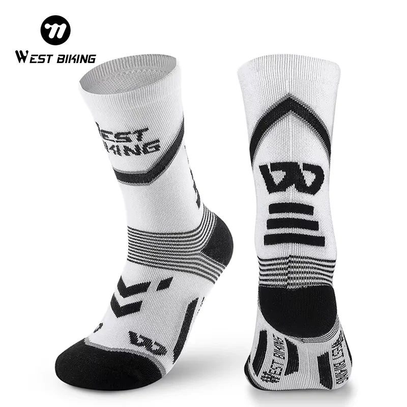 

WEST BIKING Men Sport Cotton Socks Road Bicycle Cycling Sock Outdoor Letter Striped Football Breathable Basketball Running Socks