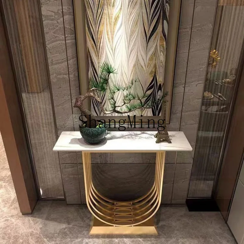 

FG light luxury entrance table wrought iron living room decorative marble gold entrance cabinet