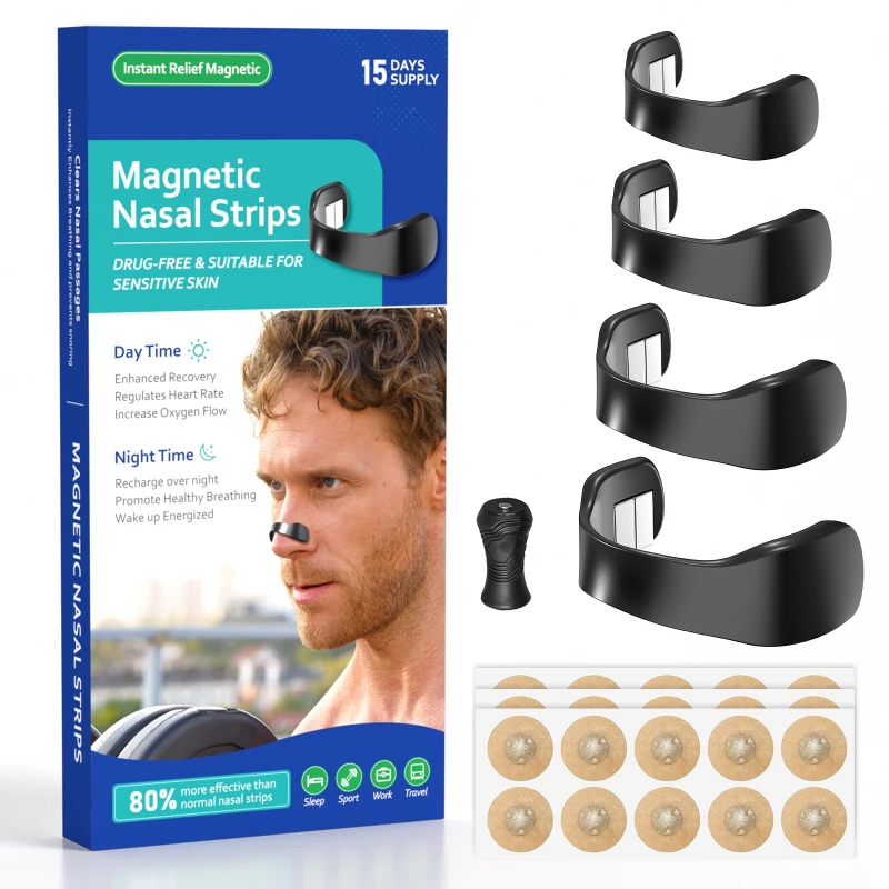 Upgrade Magnetic Nose Strips Nasal Dilator Improve Nasal Airflow Easy Breathing Anti-Snoring Sleep Sport Breathing Helper