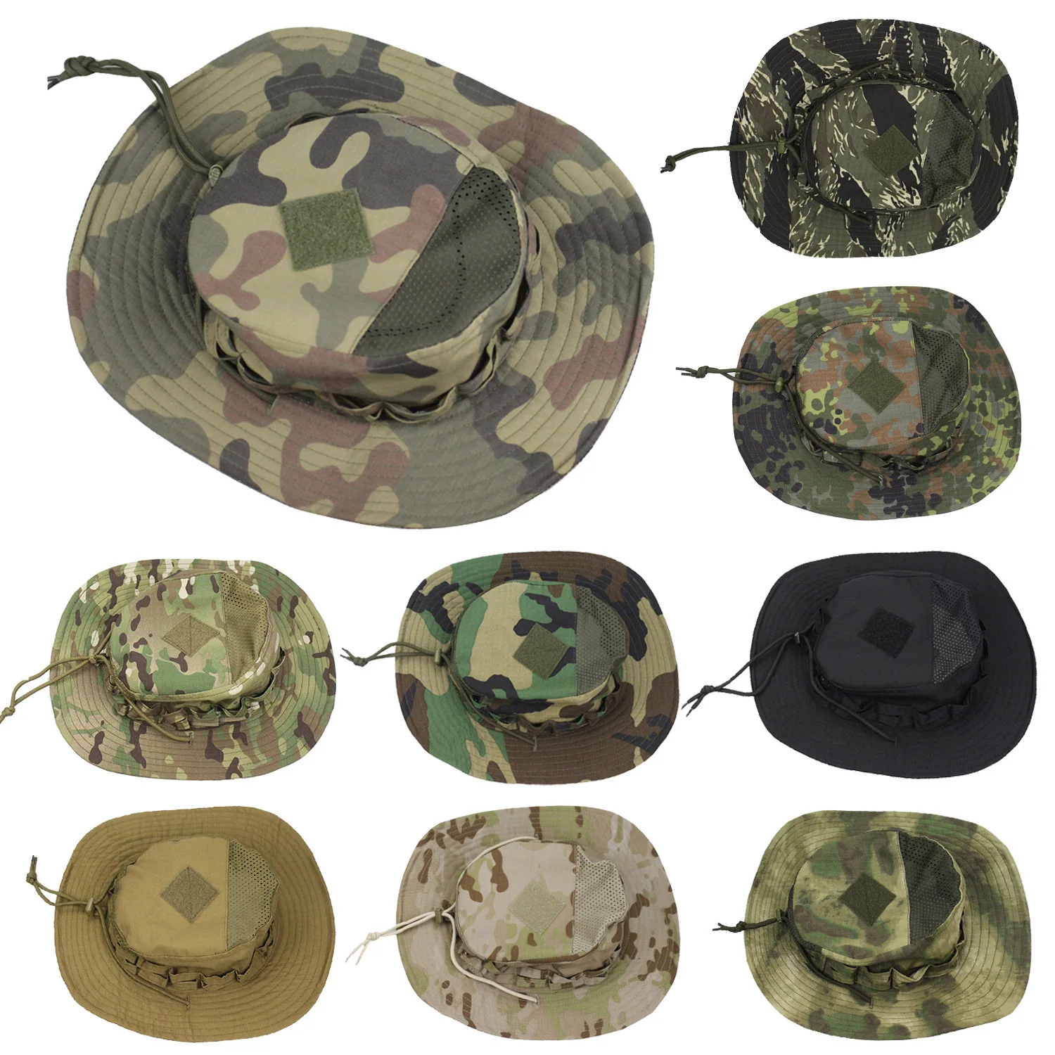 Camouflage Boonie Hat,Tactical Wide Brim Sun Cap for Outdoor Mountain Climbing Fishing,Breathable Army Field Cap,UV Protection