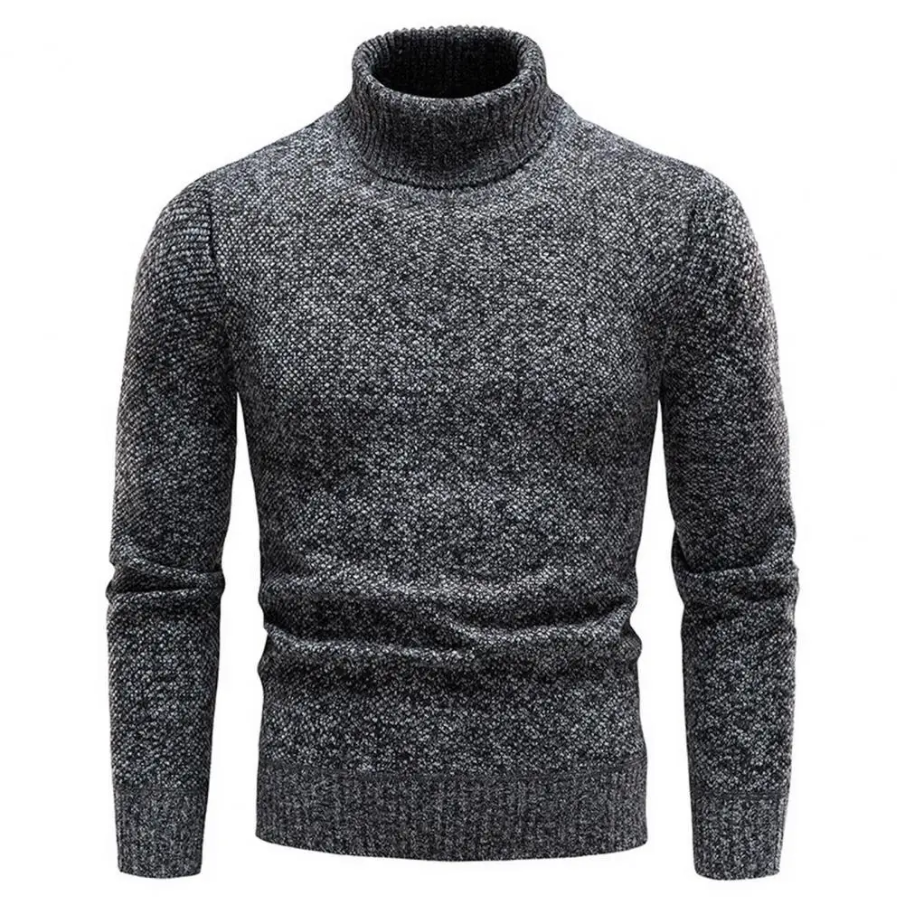 Soft Men Sweater Men Half Turtleneck Sweater Stylish Men's Half-high Collar Knitted Sweater Warm Slim Fit for Fall/winter