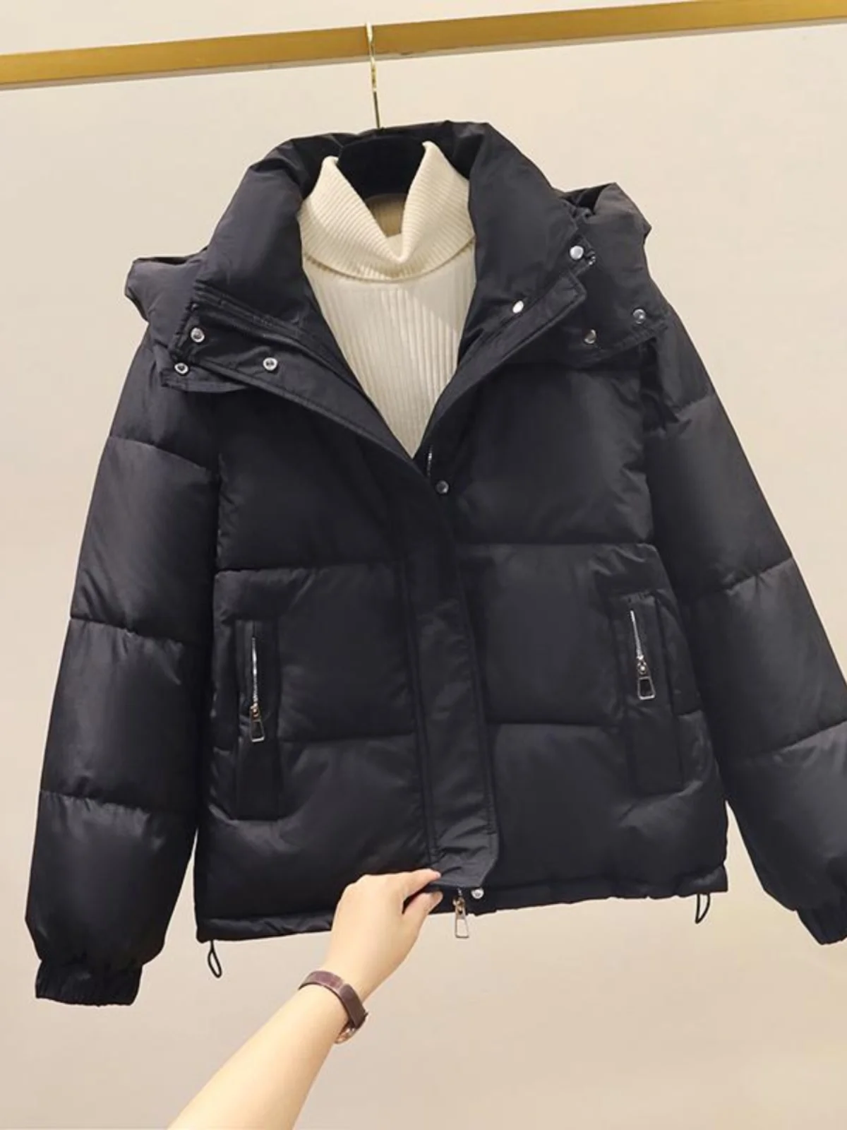 

Женская утепленная хлопковая куртка-пуховик в корейском стиле, свободного кроя, с длинными рукавами, на молнии, для зимы