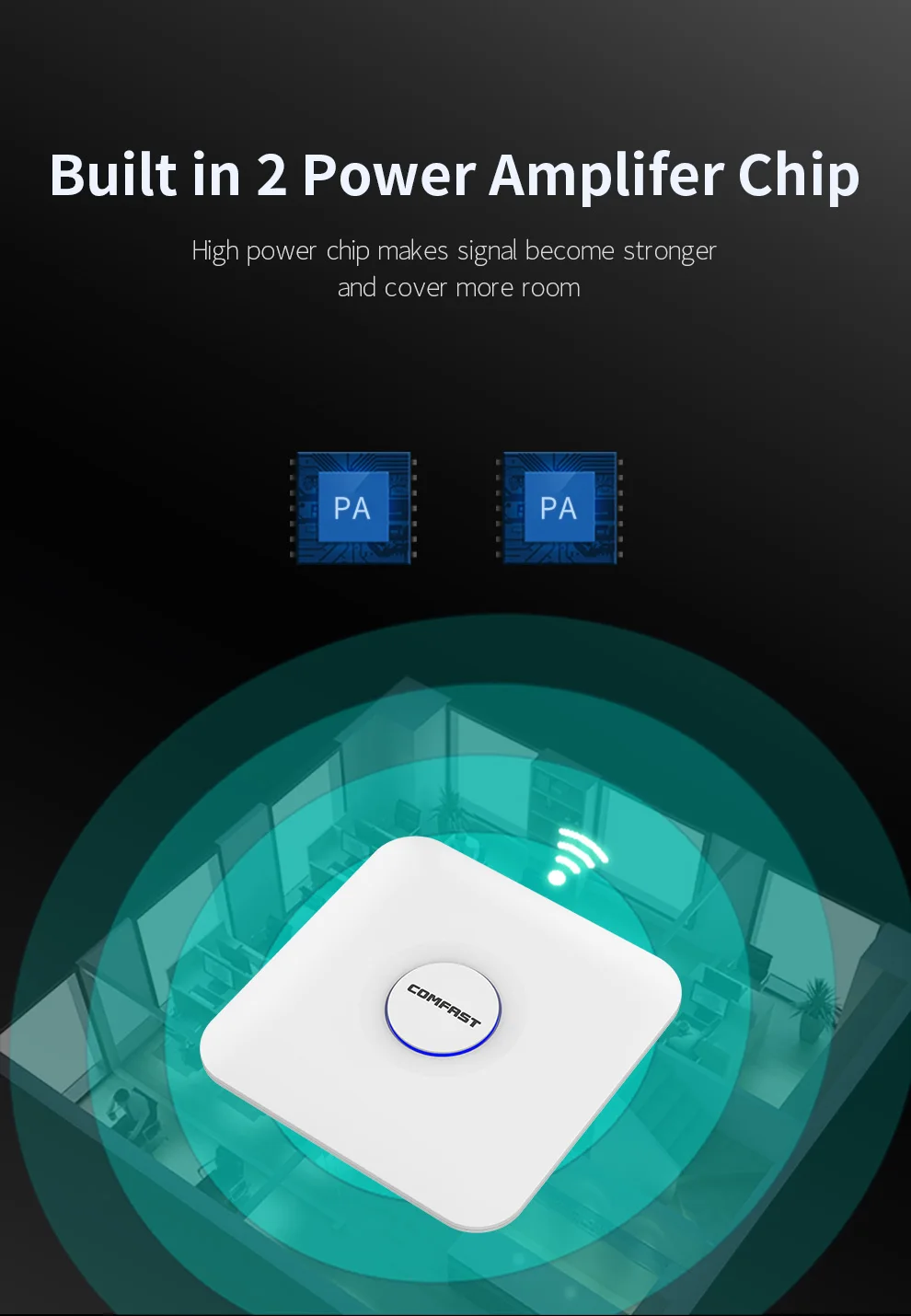 COMFAST 1300Mbps Ceiling AP WIFI 5 Wireless AP 2.4GHz+5.8GHz Router WiFi Access Point 48V POE Power Watchdog EU Plug QCOM Chip