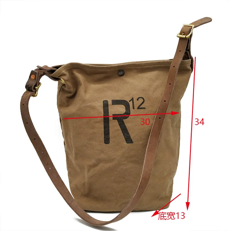 Canvas Leather Designer Shoulder Bag Men Crossbody Bag Vintage Small Outdoor Tactical Bag