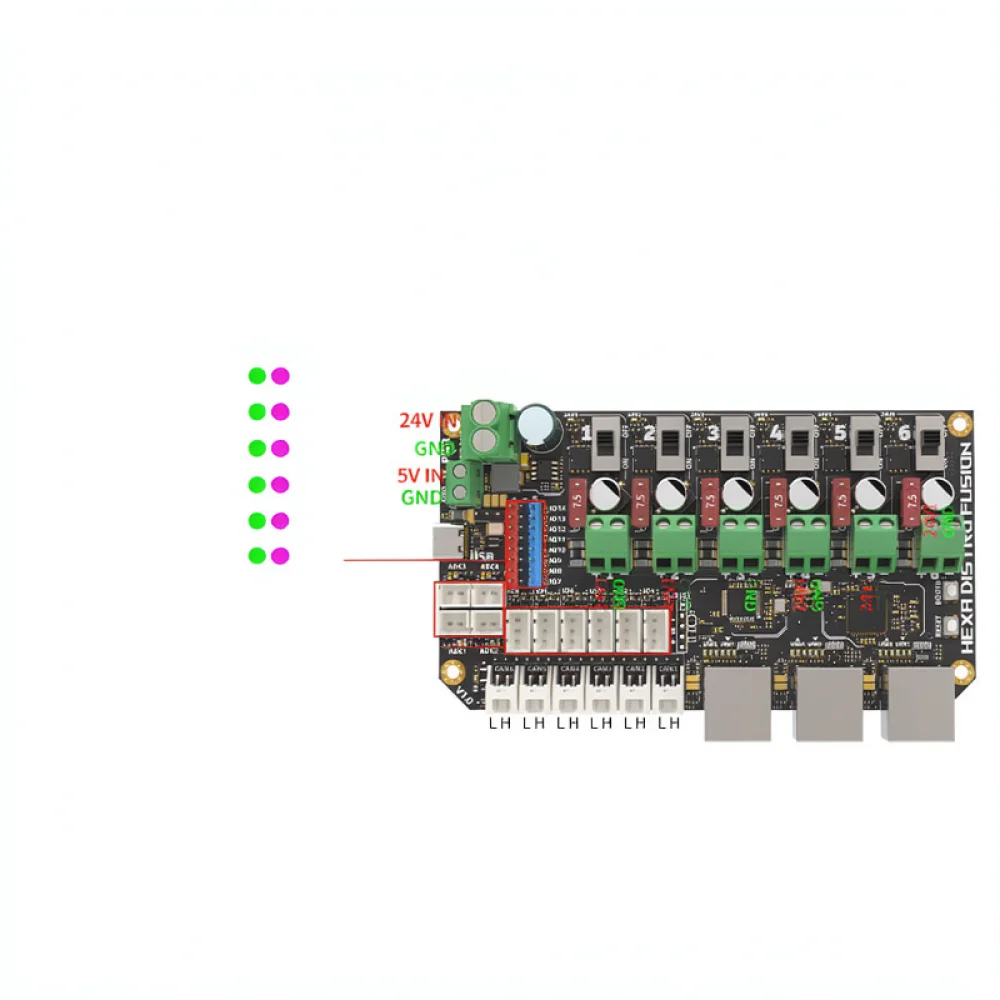 For FYSETC 3D Printer Circuit Expansion Hub CANBUS Interface Power Distributor USB 2.0 Module Multi Functional Connector