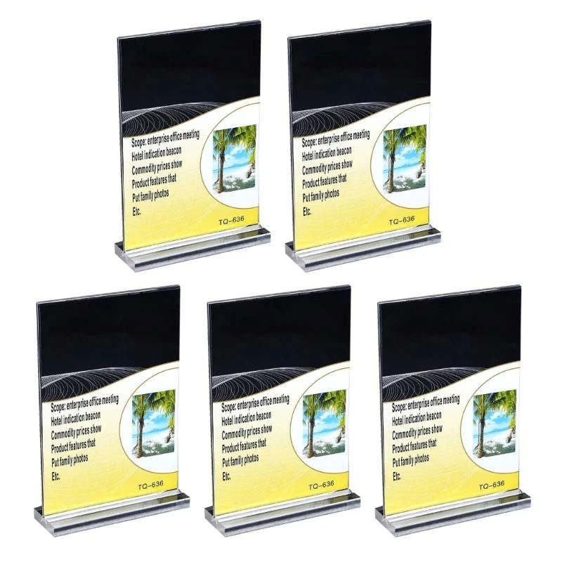 W89C 5 PCS Acrílico Suporte placas Tabletop Stand Stand Soldador sinal desktop forma T