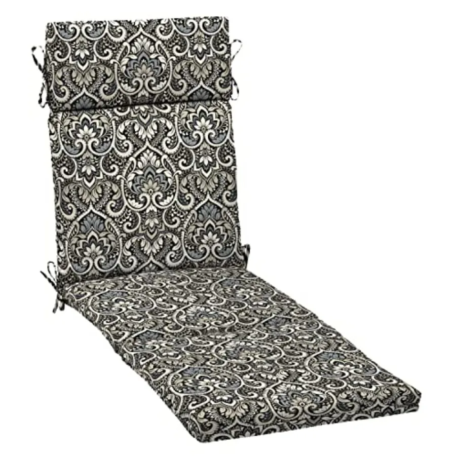 

Подушка для шезлонга Arden Outdoor, 21 x 72 дюйма, черная, с узором «Аурора Дамаск», всепогодная, водонепроницаемая, устойчивая к выцветанию, для уличного шезлонга.