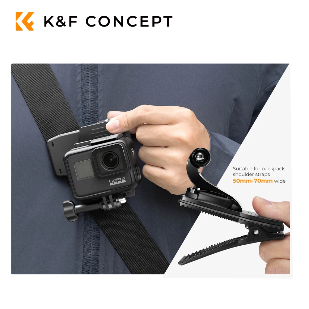 ชุดอุปกรณ์เสริมกล้องแอคชั่น K&F CONCEPT 360 °   ขายึดกระเป๋าเป้สะพายหลังแบบหมุนได้ Quick Clip Mount สําหรับ DJI Action 5 Pro/4/3