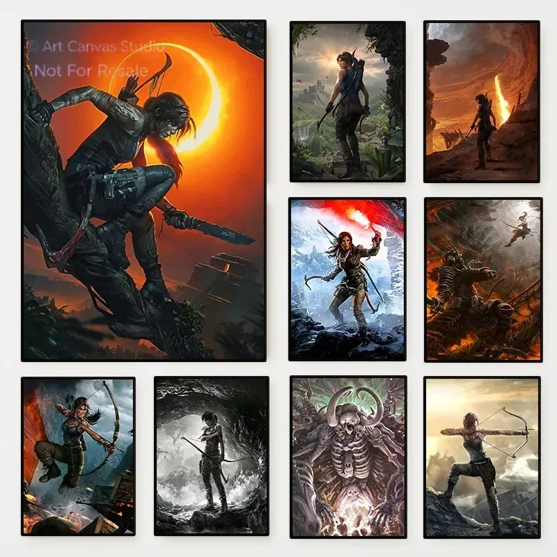 Tomb Raider Classic Game Character LaraCroft Poster Canvas Painting Art Wall Print Picture Internet Cafe Living Room Home Dec