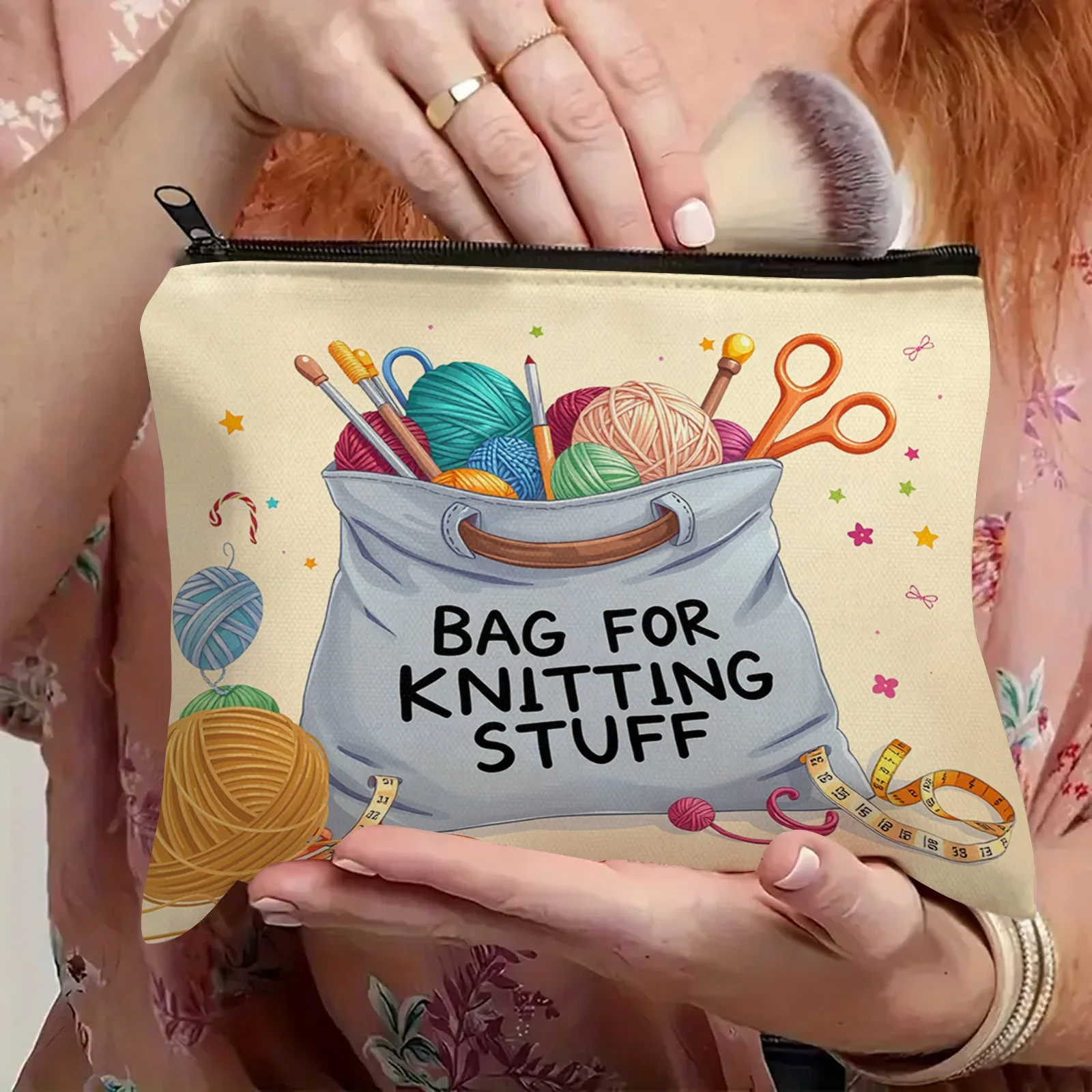 Sacs à cosmétiques tissés et faits à la main – jolis sacs multifonctionnels à fermeture éclair pour femmes, sacs de rangement de bijoux,