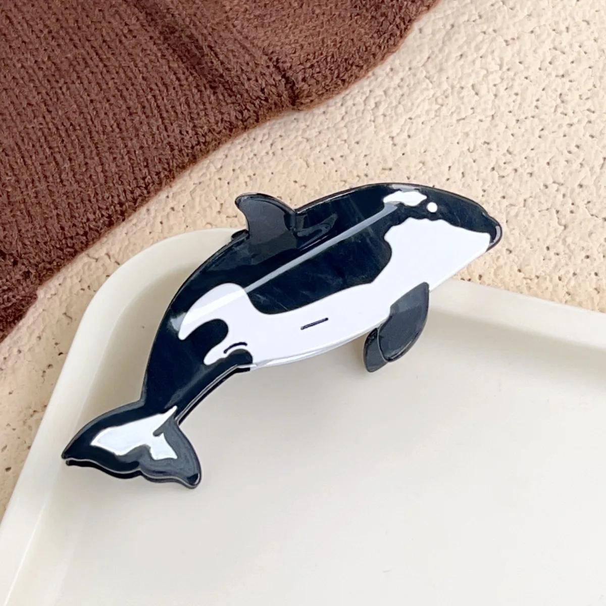 مشبك شعر على شكل حوت مخلوق محيطي بتصميم جديد، دبوس شعر عالي الجودة ولطيف من الأسيتات، إكسسوار شعر القرش لأعلى الرأس