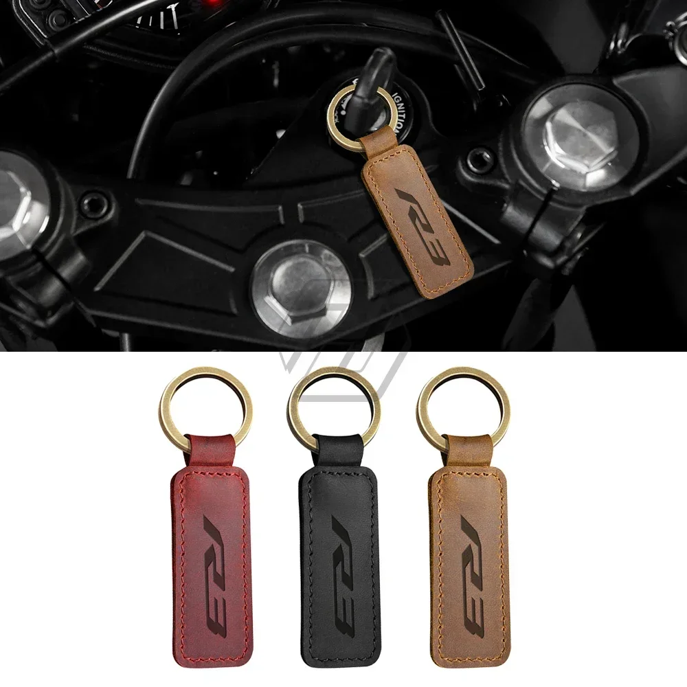 For Yamaha YZF-R3 R3 Models Motorcycle Keychain Cowhide Key Ring