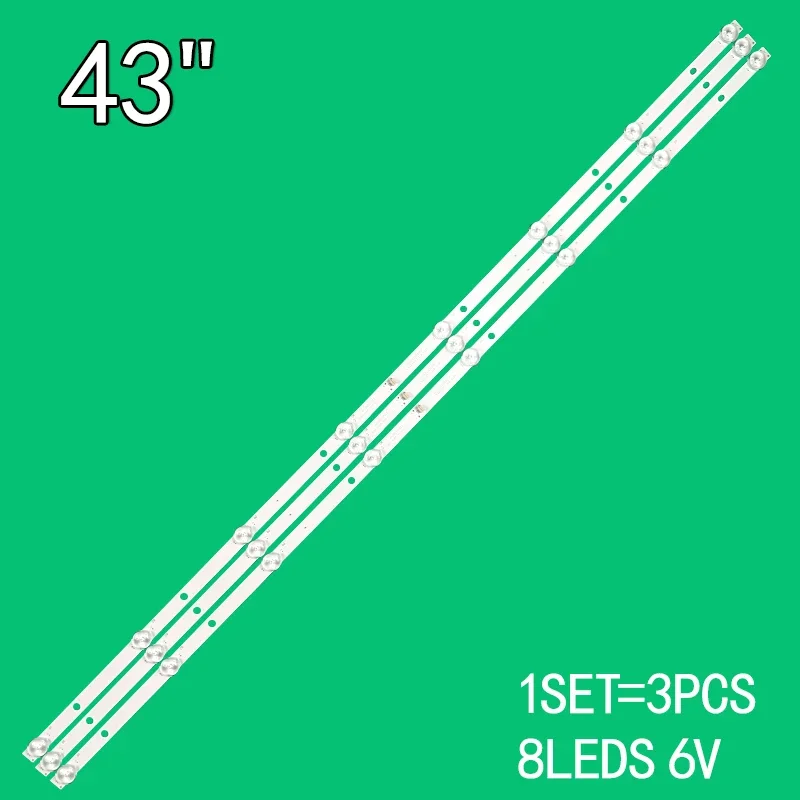 3 buah 818mm untuk Konka KKTV K43 strip cahaya strip 430E (430C) 3X8 TPW-43DLED ZY4318Z lampu latar LED