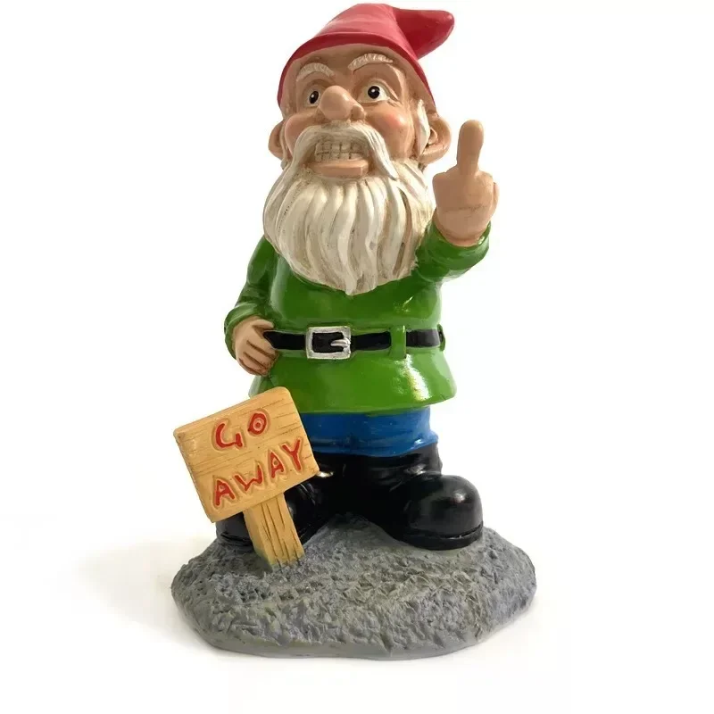 Funny Christmas Ornament Garden Decoration Gnome Statue Resin Figurine Erect Middle Finger Provocative Book Decorations for Home