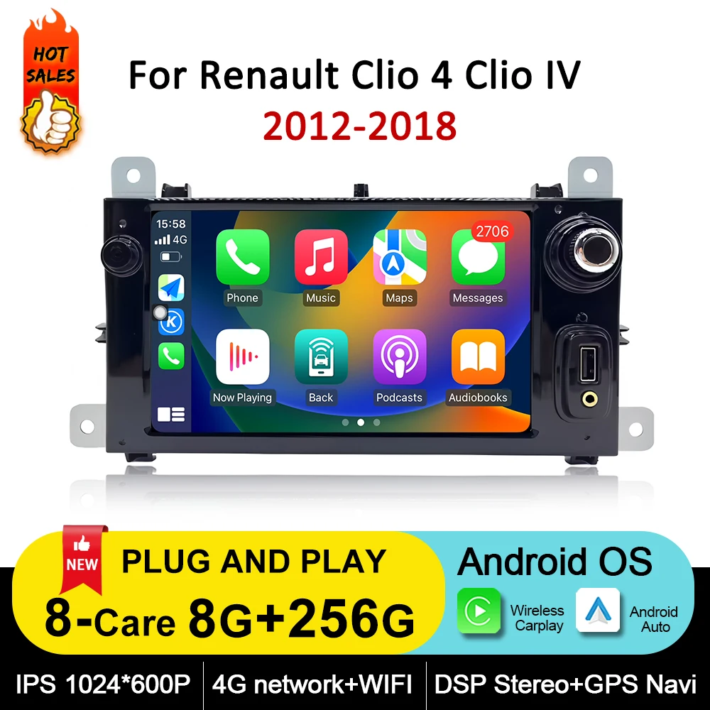 7 ''Android OS Multimedia Touch Display for Renault Clio 4 Clio IV 2012-2018 Wireless Carplay Car Radio Player GPS Navi DSP WiFi