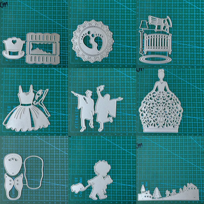 Babyprodukte Absolvent Kleid Metall Stanzformen Schnittform Sammelalbum Papier Handwerk Messerform Klingenstanzer Prägeschablonen