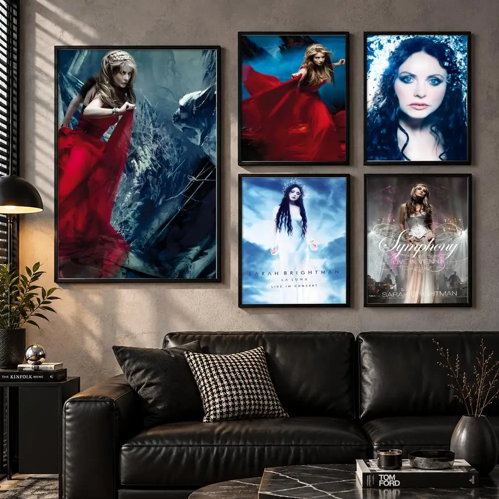 Sarah Brightman Opera Pop Singer Vocal Music Collection Poster Modern Self Adhesive Wall Art Prints for Bedroom Living Room