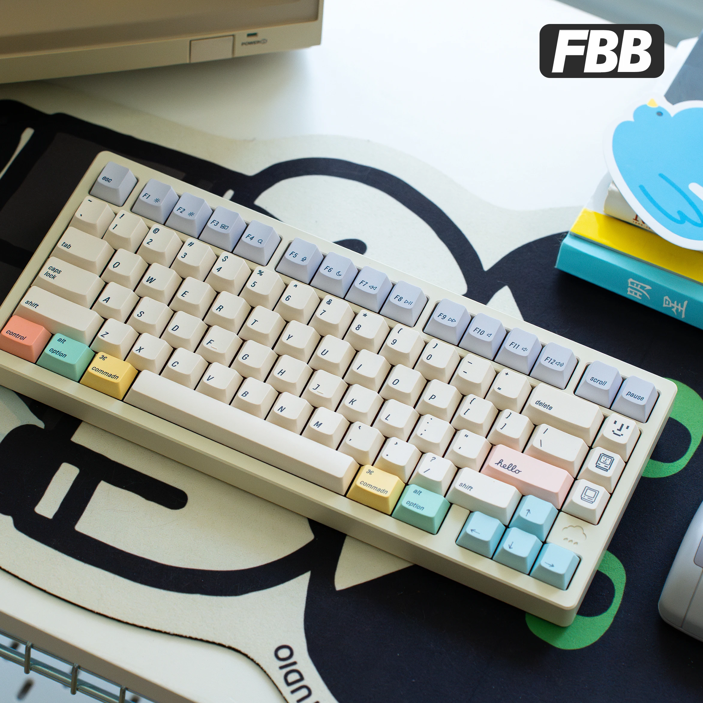 

FBB Keycaps 100% Lay-out Mechanical Keyboard MX Switch Retro 2100 Style Fit Gaming And Office DIY Accessories Macaroon Color