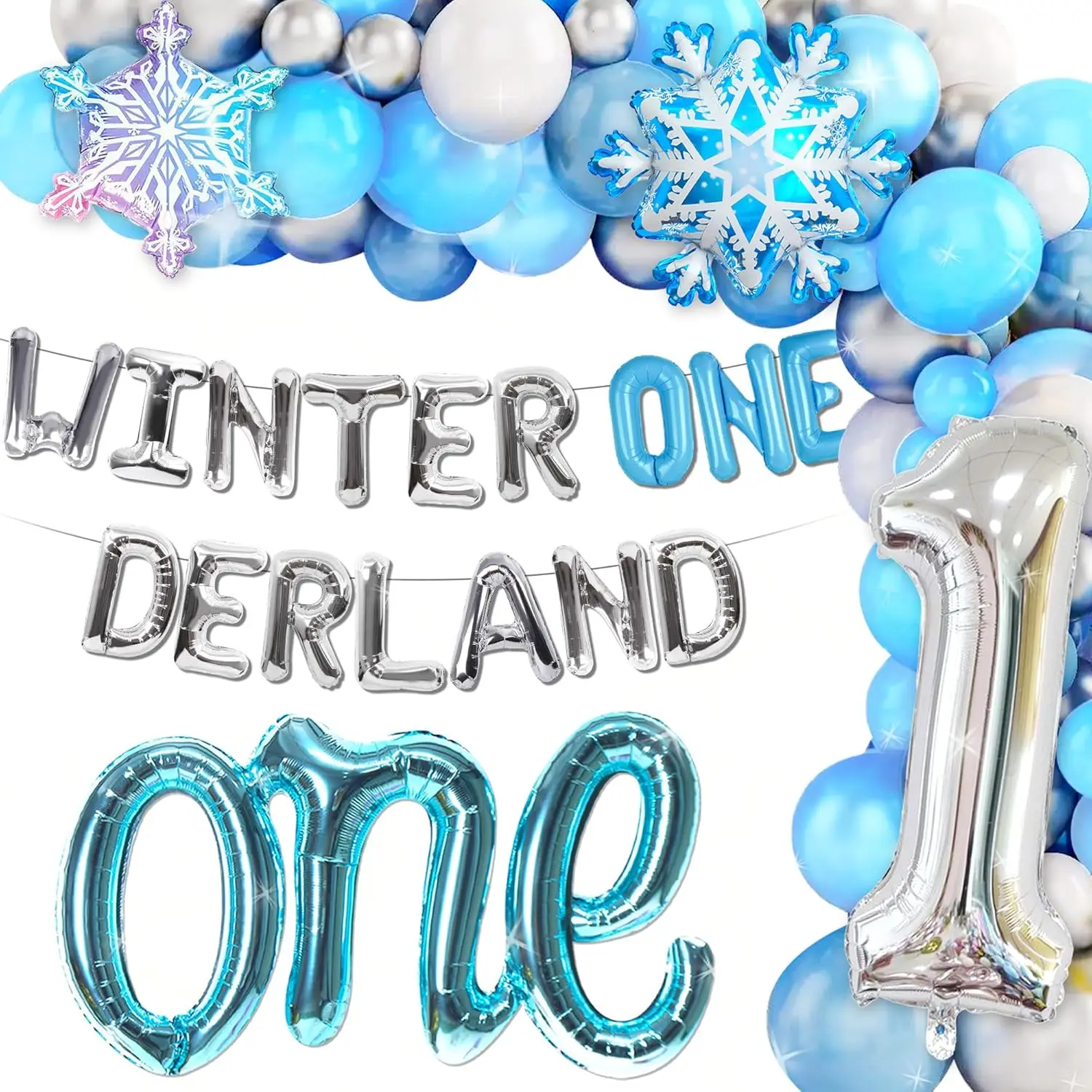 LaVenty Winter Onederland Decoração de primeiro aniversário Floco de neve Pano de fundo para festa de primeiro aniversário