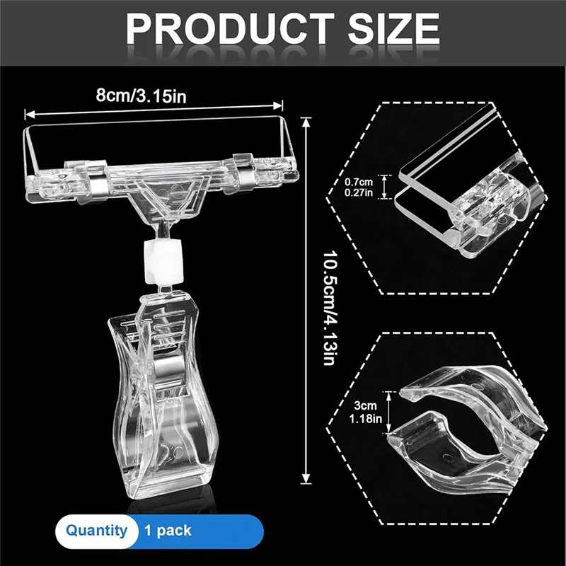 Qy-30PCS Clear Sign Clips Plastic Rotatable -Clip Sign Holder Stand For Merchandise Display, Sign Holder Clips