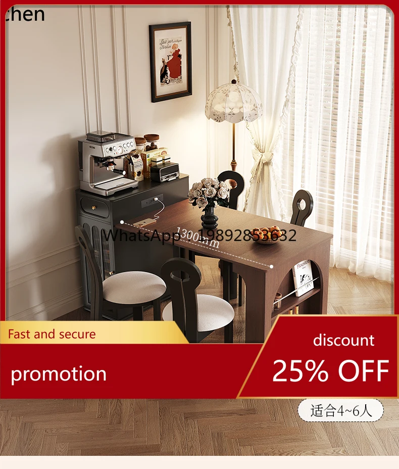 

YFY solid wood island dining table integrated living room kitchen small retractable dining table multi-functional dining table