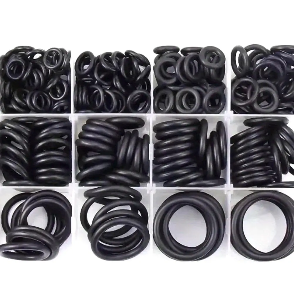 225PCS Rubber O Ring Assortment Kit Oil Resistance Waterproof Sealing Gasket Washers with Plastic Box O Rings for Pump Hose Gun