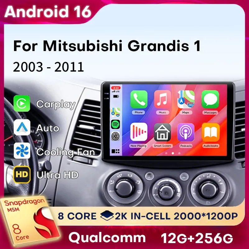 Wireless CarPlay Android Auto For Mitsubishi Grandis 1 2003 2004 2005-2011 Android 16 8 Core Car Radio Head Unit 2 DIN Autoradio